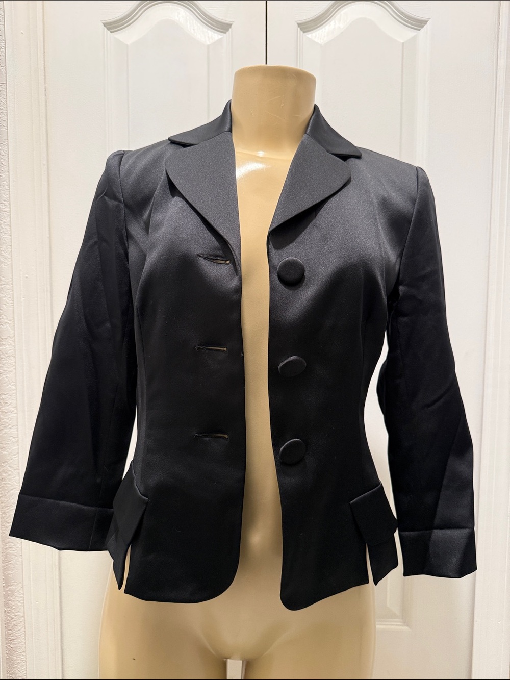 Women's Black Satin Tailored Blazer